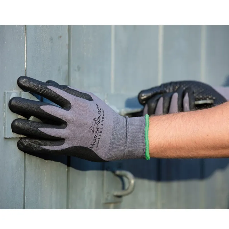 Horseware Coated Dot Grip Gloves 2 pack - Grey/Black